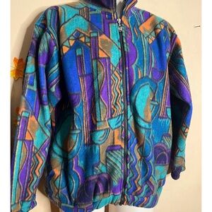 Colorful Geometric Fleece Jacket